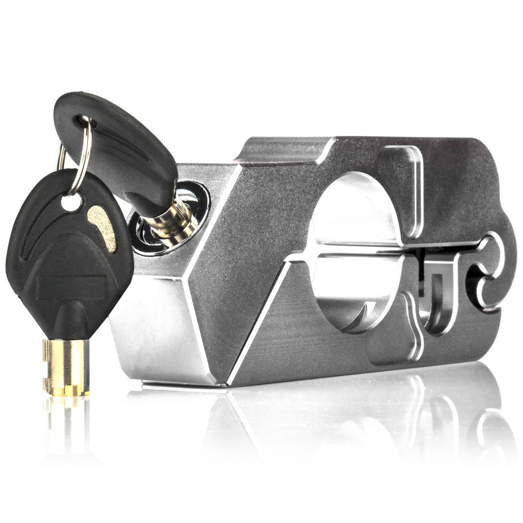 Silver Motorcycle Grip Lock Security Handlebar Lock with Keys for ATV Dirt Bike