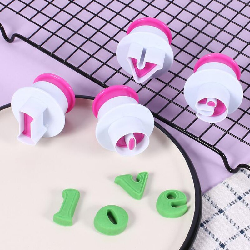 Alfabet-bogstavs-kageudstikkere form nummer form kiks kageform fondant skærer stempel stempler værktøjssæt til kage dekoration