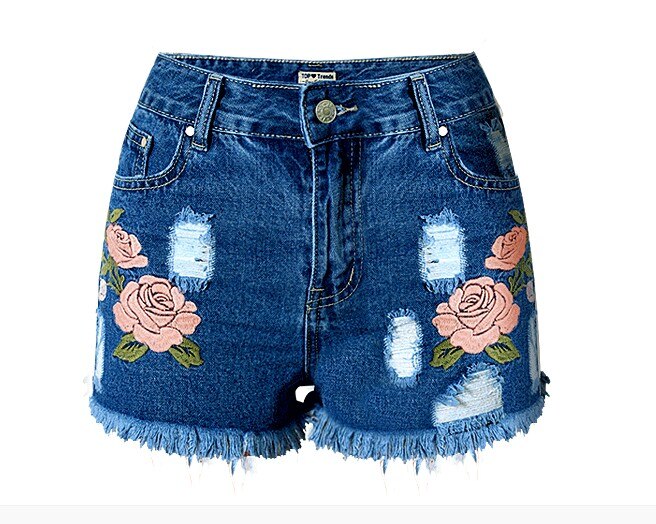 Pantalones cortos de jeans agujero mujer Pantalones cortos ajustados vaqueros para mujeres vaqueros mujer jean denim Pantalones cortos pantalón jean femme: L