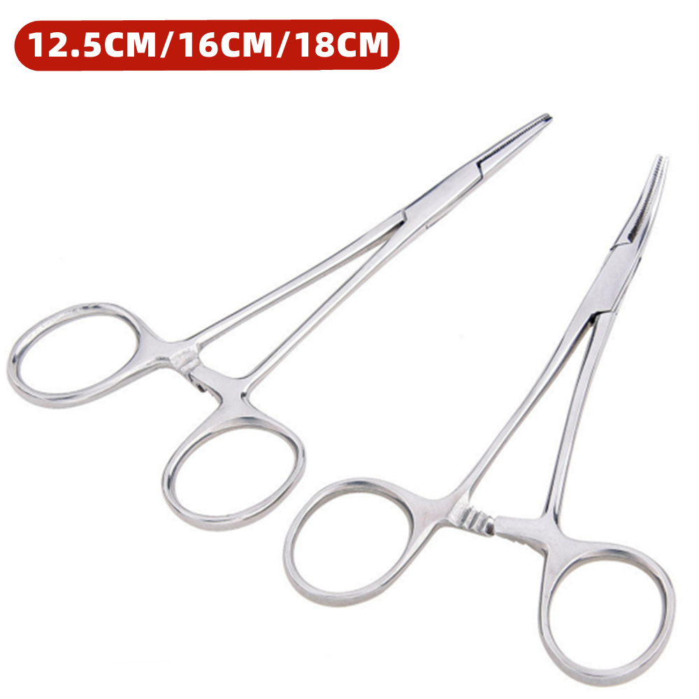 Pinzas hemostáticas de 12,5 cm, 16cm y 18cm, abrazadera para pelo de mascotas, alicates de bloqueo de pesca, herramientas de depilación, herramienta manual de punta curva/recta