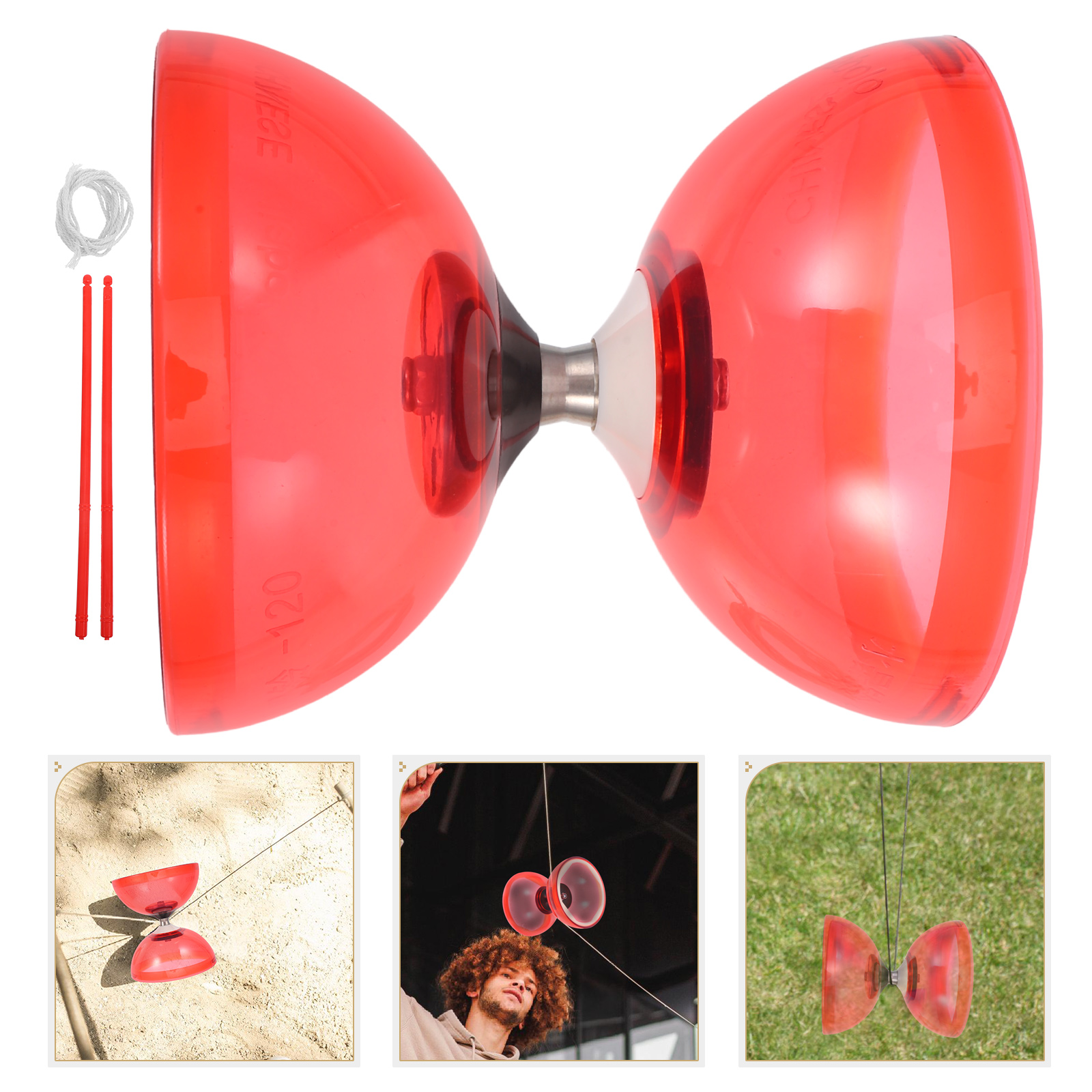 Juego de tres rodamientos de goma suave, doble rueda, Diabolo, ancianos, niños, Fitness, malabarismo, chino para niños pequeños, rodamiento de dos ruedas