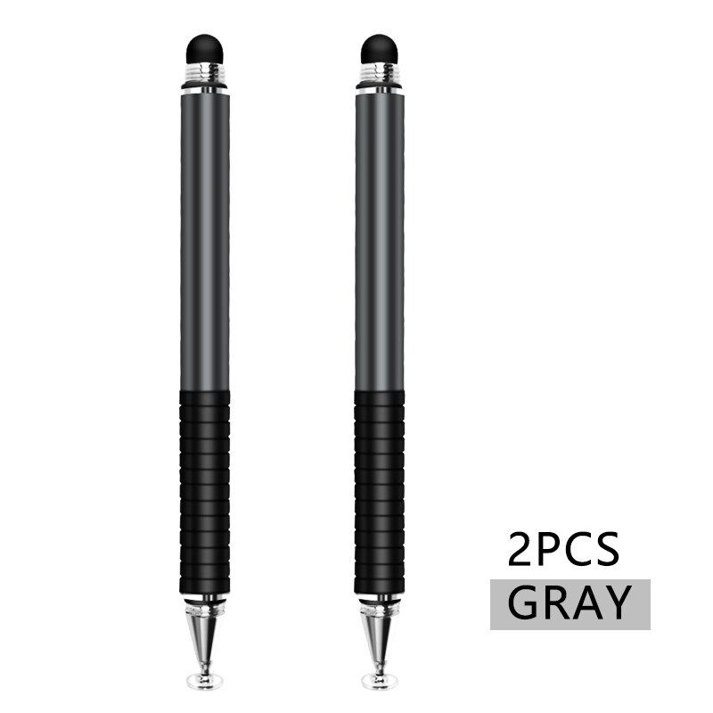 Bolígrafo Stylus Universal 2 in1 para Ipad lápices de Tablet dibujo lápiz táctil capacitiva pantalla pluma Stilus Smart Pen para la PC del teléfono móvil: 2Pcs Gray Stylus
