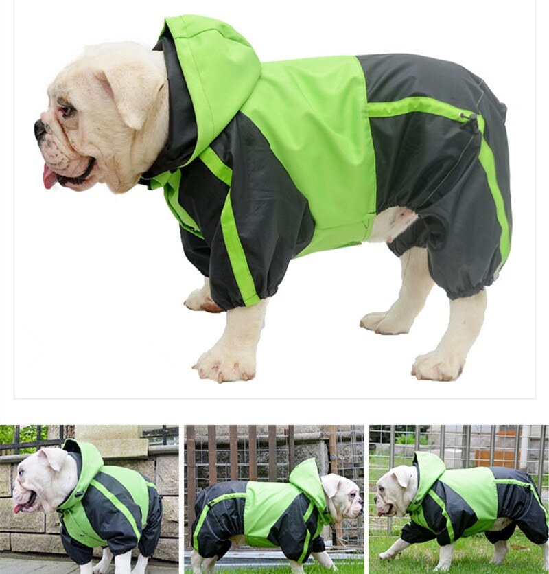 French Bulldog Raincoat Pug Dog Clothes Bulldog American Pit Bull Terrier American bully pitbull Clothing Pet Rain Coat Jacket: Green / B-XL