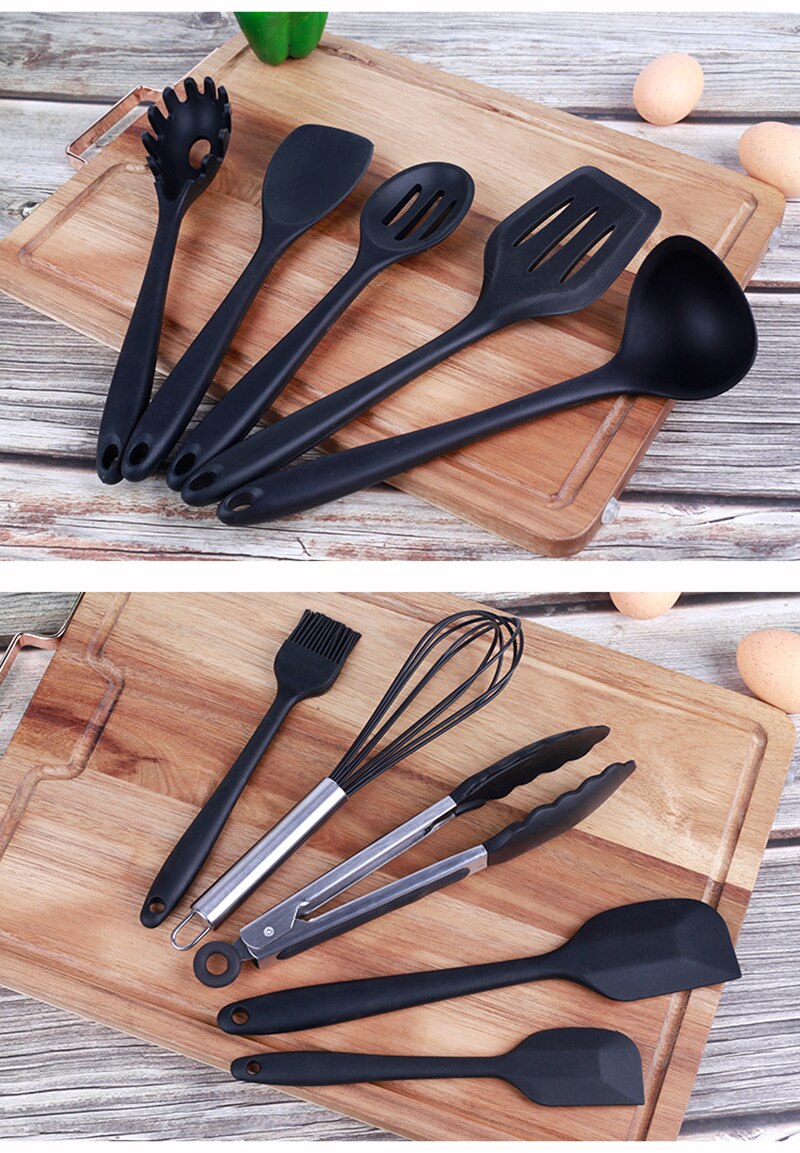 Kjøkkenutstyr varmebestandig silikon kjøkkenutstyr nonstick matlagingsverktøy sett kjøkkenverktøy miste Shipping 10 stk kjøkkenutstyr hea