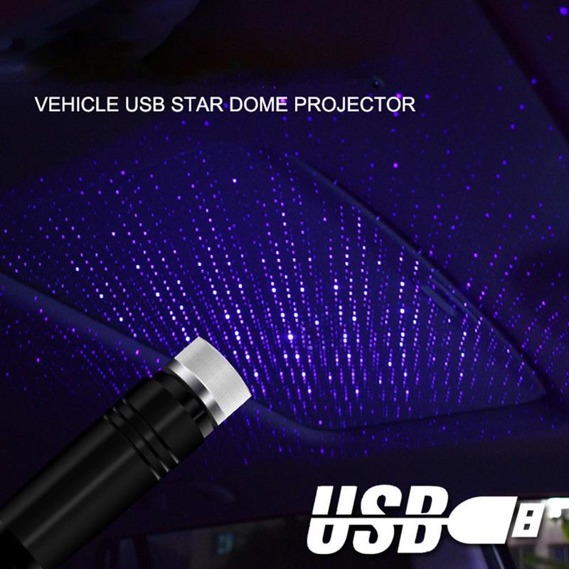 Justerbar usb dekorativ lampe ført bil tag stjerne natlys projektor atmosfære galakse lampe flere lyseffekter