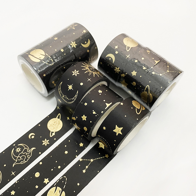 3 Rollen Washi Band einstellen Goldfolie Dekoratives Klebeband Kawaii 5 m Scrapbooking Washitape Aufkleber Tagebuch Briefpapier Maskierung klopfen