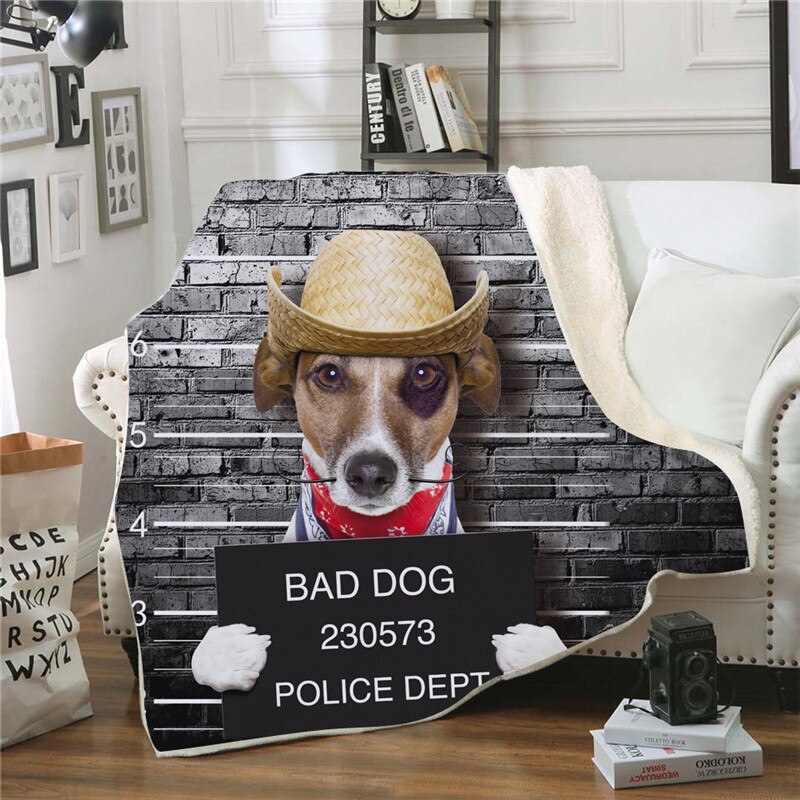 Onglyp plaid deken stoute hond stoute kat print dikkere sherpa fleece warme dekens voor bed bank bank stoel gezellige dekens: Type 7 / 150200cm