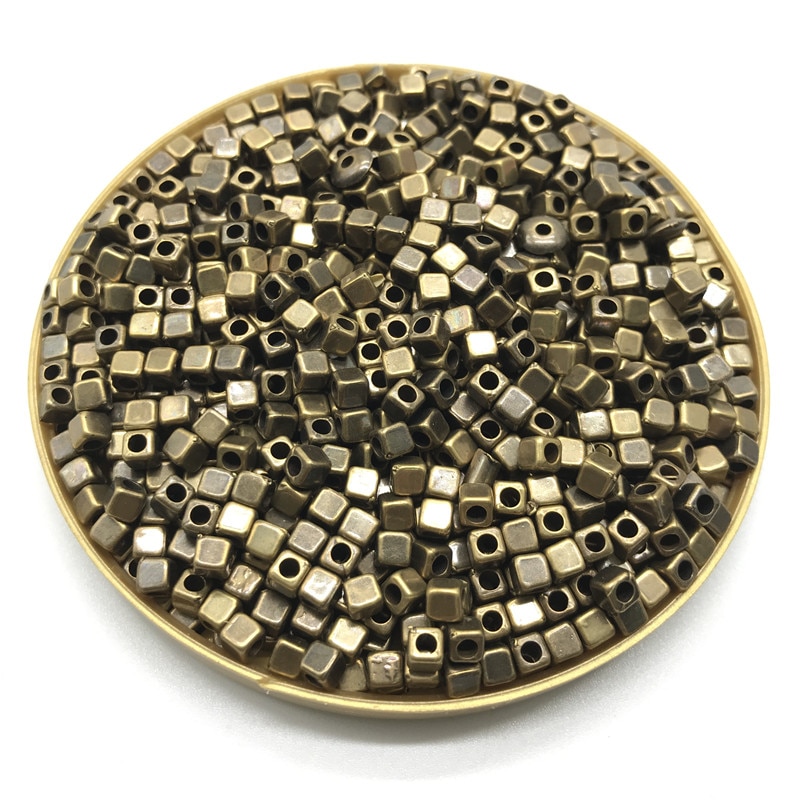 200Pcs 4mm Acryl Plated CCB Vierkante Zaad Ruimte Kralen voor Sieraden Maken DIY Armband Kettingen: 07