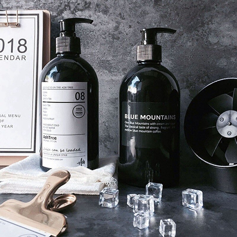 #Q500ml Soap Dispenser Brown Refillable Bottle Shower Gel Shampoo Bottles Press Bottle Jars Shower Gel Bathroom Storage Bottles