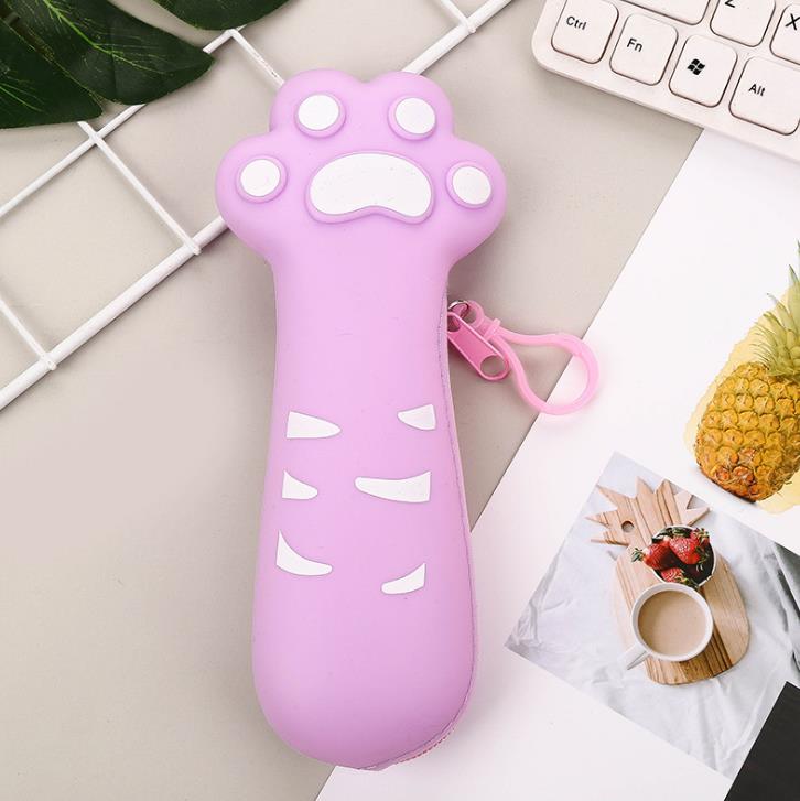 Estuche escolar de frutas con garra de pata de gato, de silicona de gran capacidad, para lápices, papelería, oficina y escuela, 1 Uds.: 2