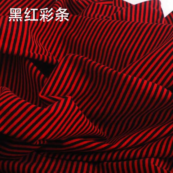 Tela elástica de Algodón 100% con rayas de colores para costura, tejido de 2mm para camiseta, leggings, ropa, ancho de 50x165cm