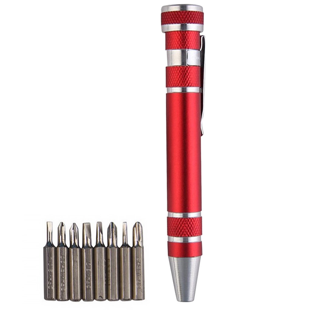 8 In 1 Mini Precision Pen Screwdriver Repair Pen Tool Alloy Precision Gadget for Home Improvement Computer Screwdriver Set Pen: Red