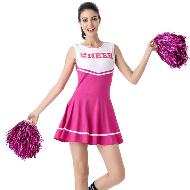 6 Kleuren High School Meisje Muziek Mini Jurk Cheerleader Uniformen Sexy Meisje Stage Performance Vrouwelijke: rose red