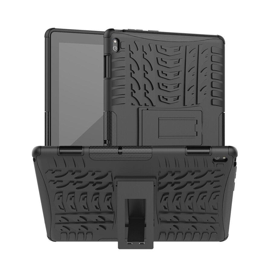 Stoßfest Rügestochen Für Lenovo Tab E10 fallen 10,1 zoll TB-X104F TB X104F fallen TPU + PC hybrid rügestochen Stehen Tablette abdeckung + Stift: Schwarz