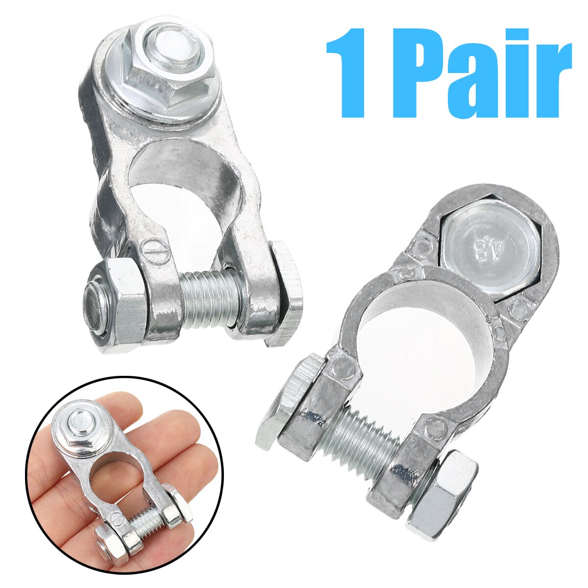 2pcs M8 Positive+Negative Battery Terminal Clamp Connector Auto Batteries Adapter Accessories for Car Van Boat