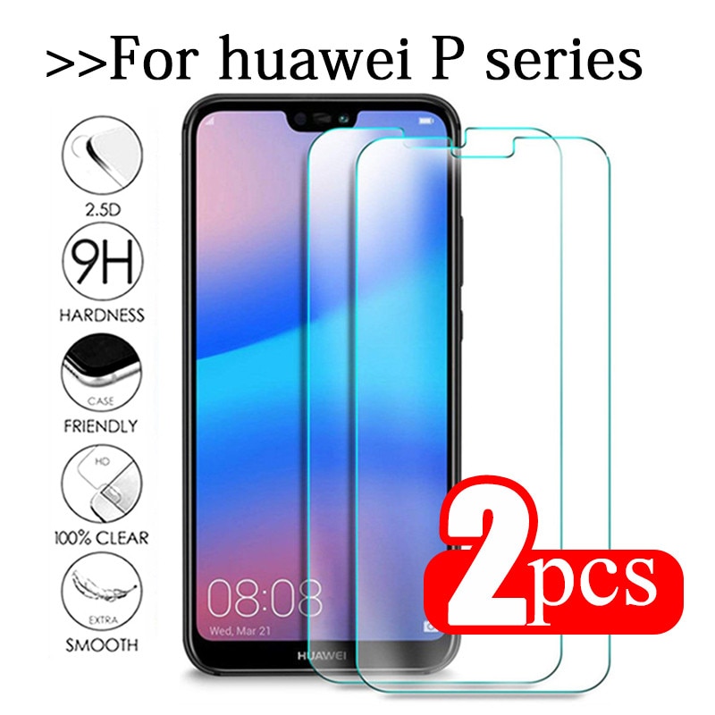 2 pièces verre trempé pour huawei p20 lite verre trempé pour huawei p20 pro p10 plus p9 mini p8 lumière protecteur d'écran Film de sécurité