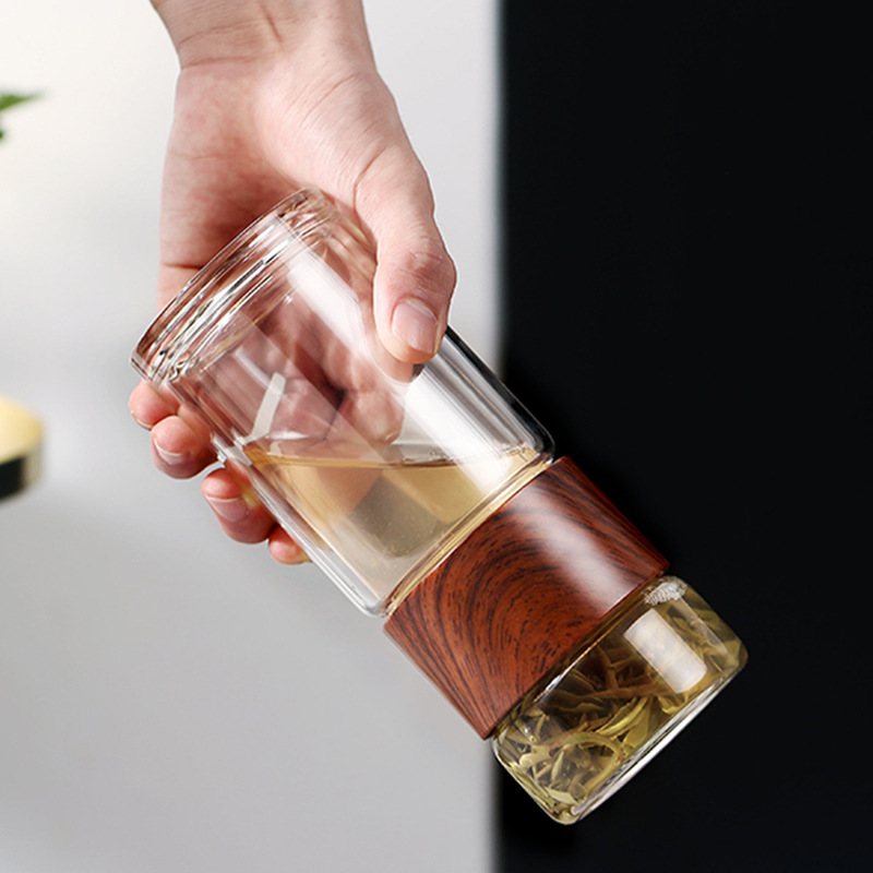 Dobbelt glas vandflaske med etui te drikke flaske infuser tumbler drikkevare vandflaske miljøvenlig