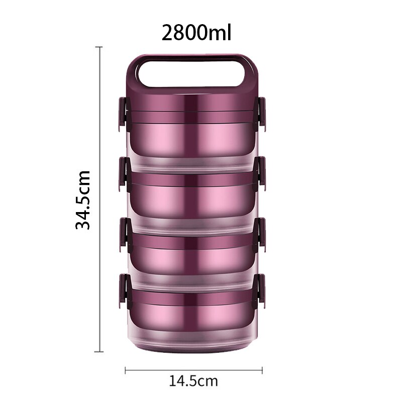 Thermos déjeuner Bento boîte pour étudiant Portable 304 en acier inoxydable multicouche alimentaire Storange conteneur étanche thermique Lunchbox: 4 Layer Red
