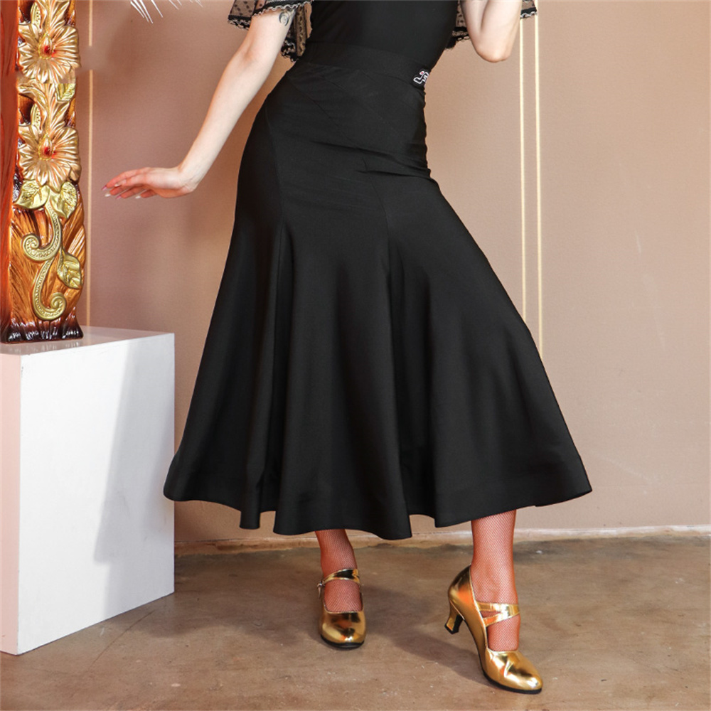 Ballroom Dance Skirts Big Swing Modern Dance Long Skirts Women Balck Blue Competition Practice Costumes
