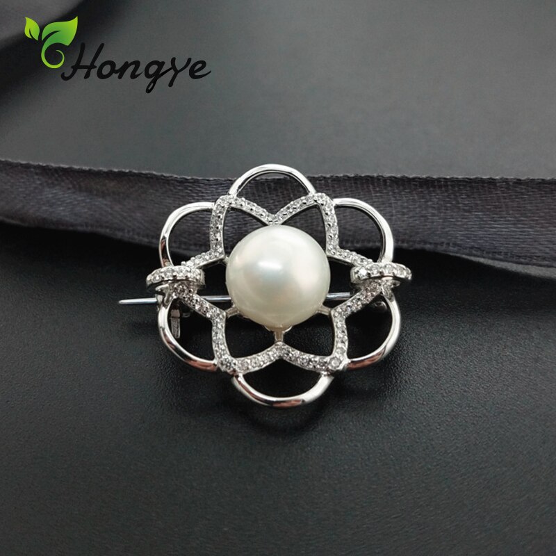 Hongye Aushöhlen Floral Brosche Pins für Mädchen Silber 925 Mantel Zubehör Feine Jewel Natürliche Perle Brosche Kostenloser