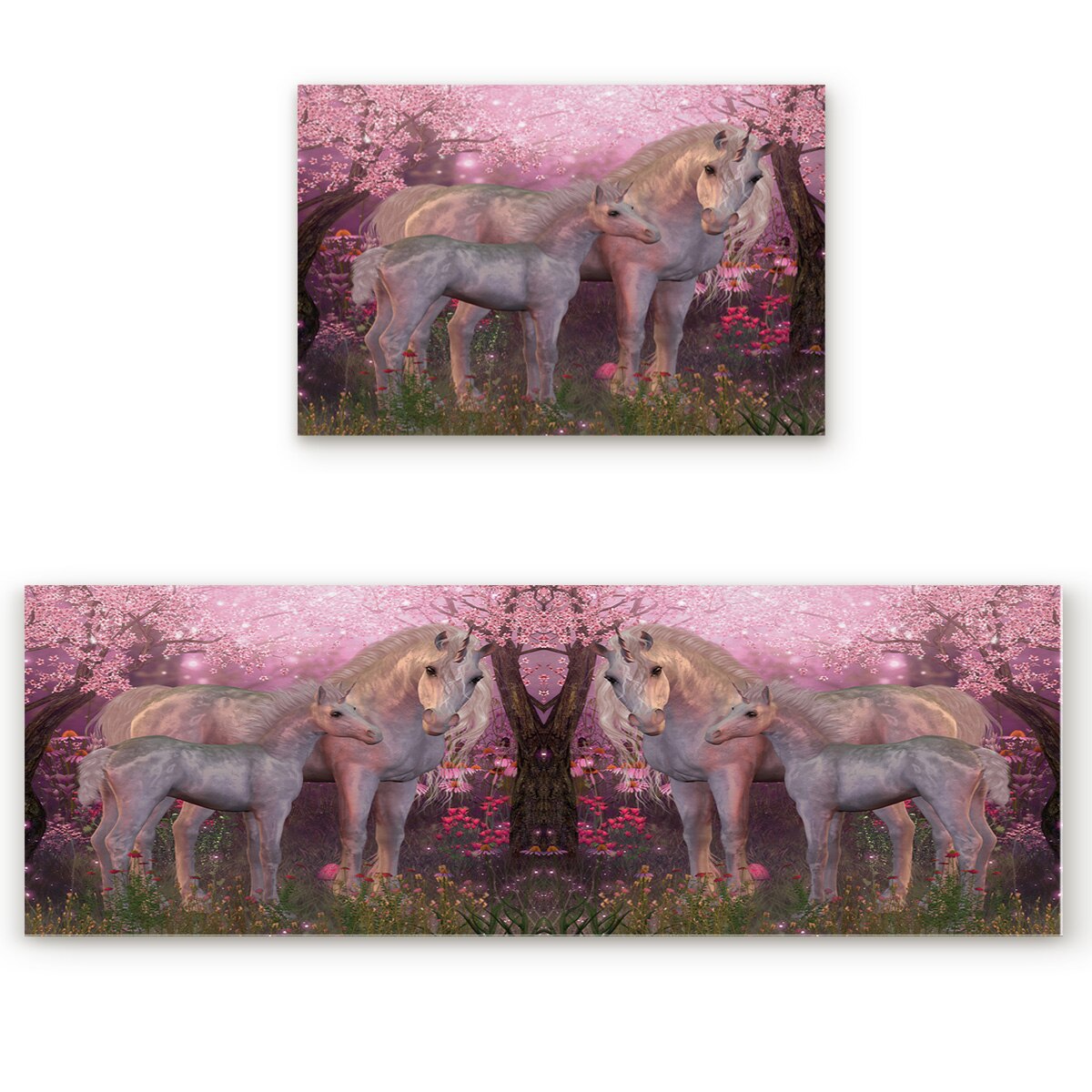 2 st/set köksmatta djur rosa unicorn golvmatta matta dörrmattor entré halkfri golvmatta för vardagsrum badrum