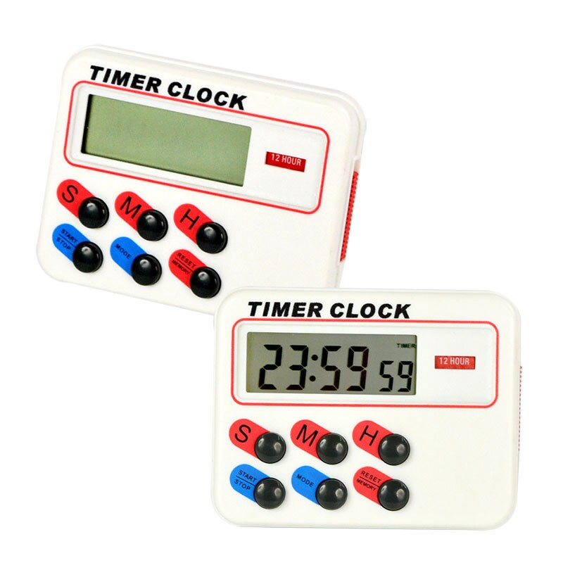 Magnetische LCD Digital Kitchen Countdown 24 Uur Timer Met Stand Wit Praktische Studie Douche Koken Ei Bureau Timer Wekker