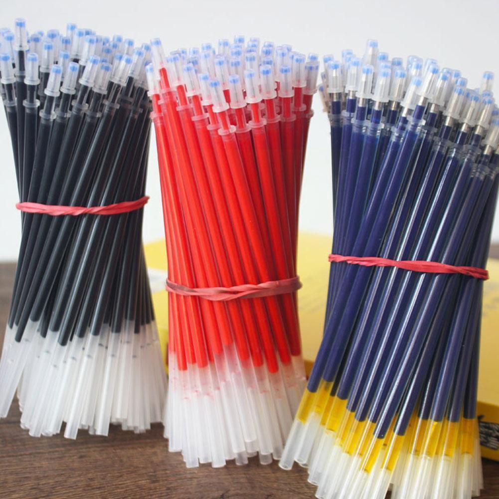 100pc/set 0.5mm Gel Pen Refill Office Signature Rods Blue School Handles Writing Stationery Ink Needle Red Office Black Sup A8M4