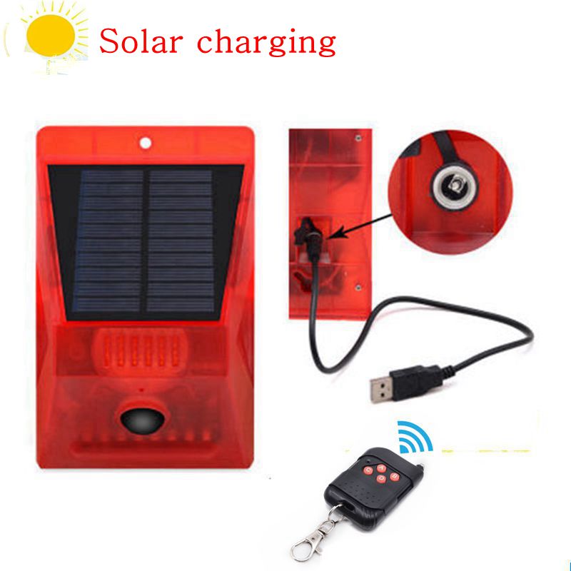 Solar alarm lys trådløs pir bevægelsessensor udendørs have sikkerhedslampe udendørs vandtæt solar alarm lampe