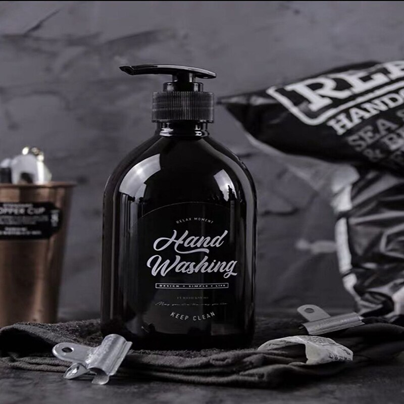 500ML Brown Refillable Bottle Shower Gel Shampoo Press Bottle Shower Gel Refillable Empty Bathroom Storage Bottles Organizer