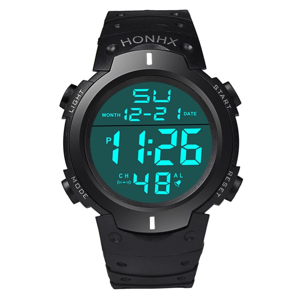 Honhx Unisex Verstelbare Riem Backlight Grote Wijzerplaat Sport Digitale Horloge
