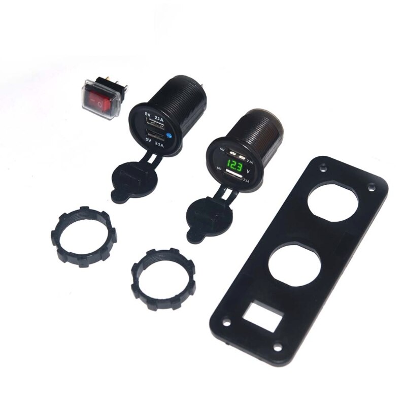 12V 24V 4 USB Charger Adapter LED Voltmeter With Switch Panel for Car Boat Truck