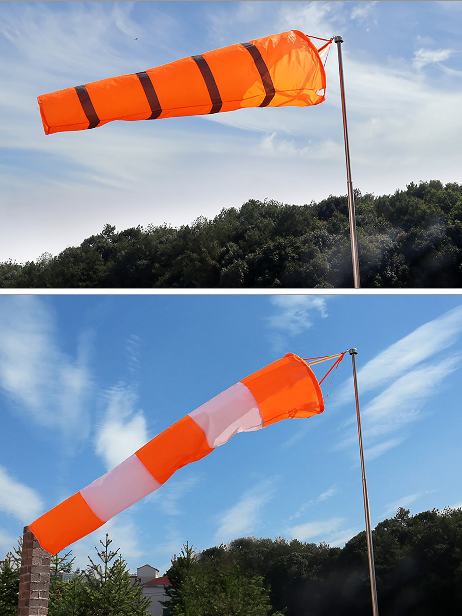 Manga de viento de 60/80/100cm para medición de dirección del viento al aire libre, cinturón reflectante, veleta resistente al ras para aeropuerto, aviación, jardín, granja
