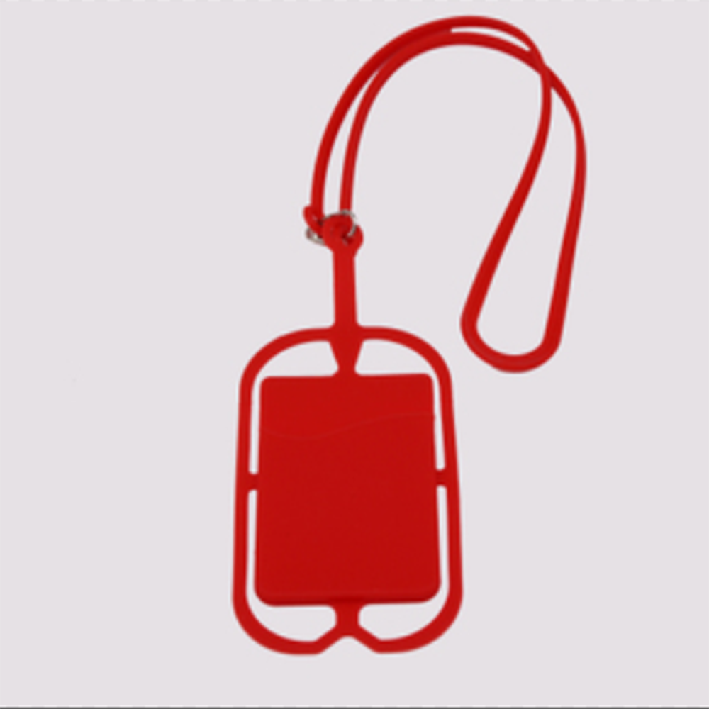 Uniwersalny silikonowy uchwyt na telefon komórkowy smycz pokrowiec na karty ozdobny pasek na dowód osobisty solidna kolorowa obudowa na telefon pokrywa smycz na szyje: czerwony