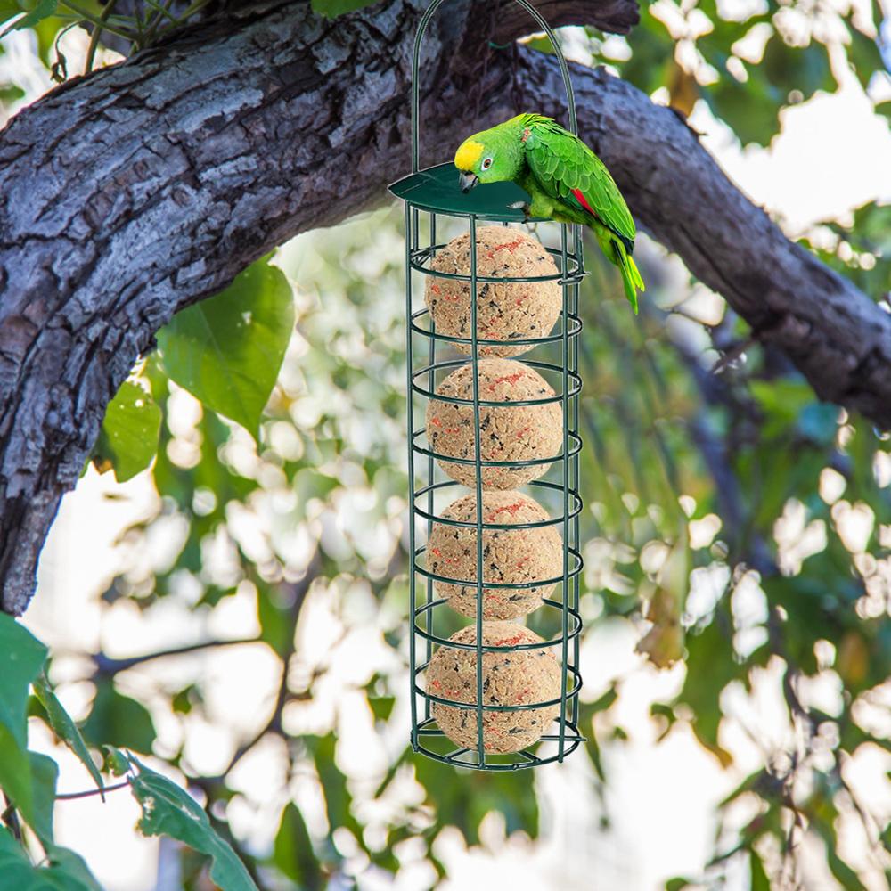 Alimentador de hierro para pájaros colgante para exteriores, soporte de bola de grasa portátil para alimentación de aves silvestres, suministros para pájaros, 1 ud.