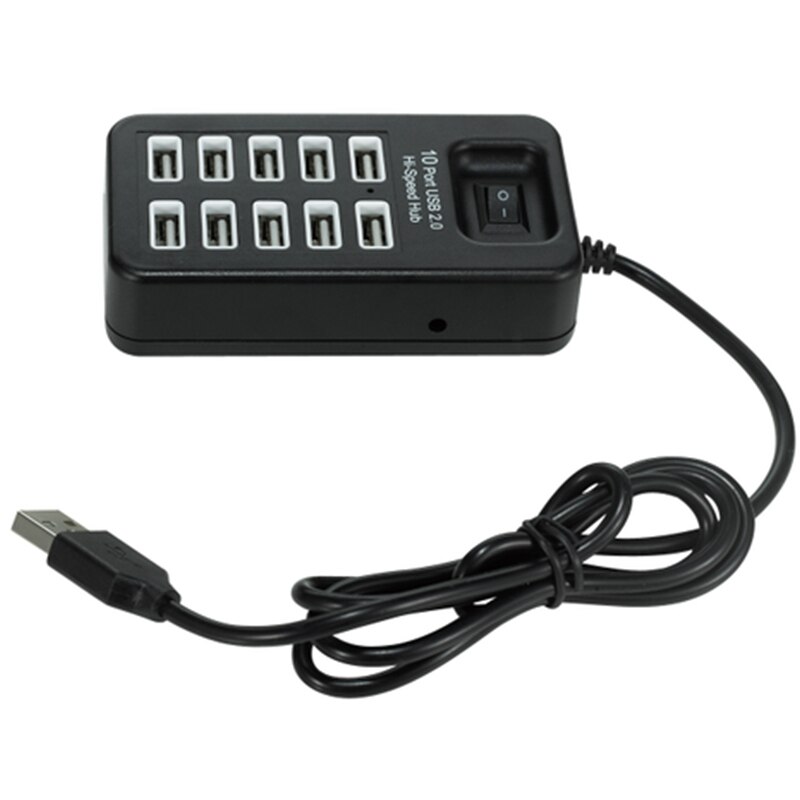 10 porte USB 2.0 Hub di Espansione Splitter Ad Alta Velocità Extender Adattatore ON/OFF per il Computer Portatile Del PC Del Computer