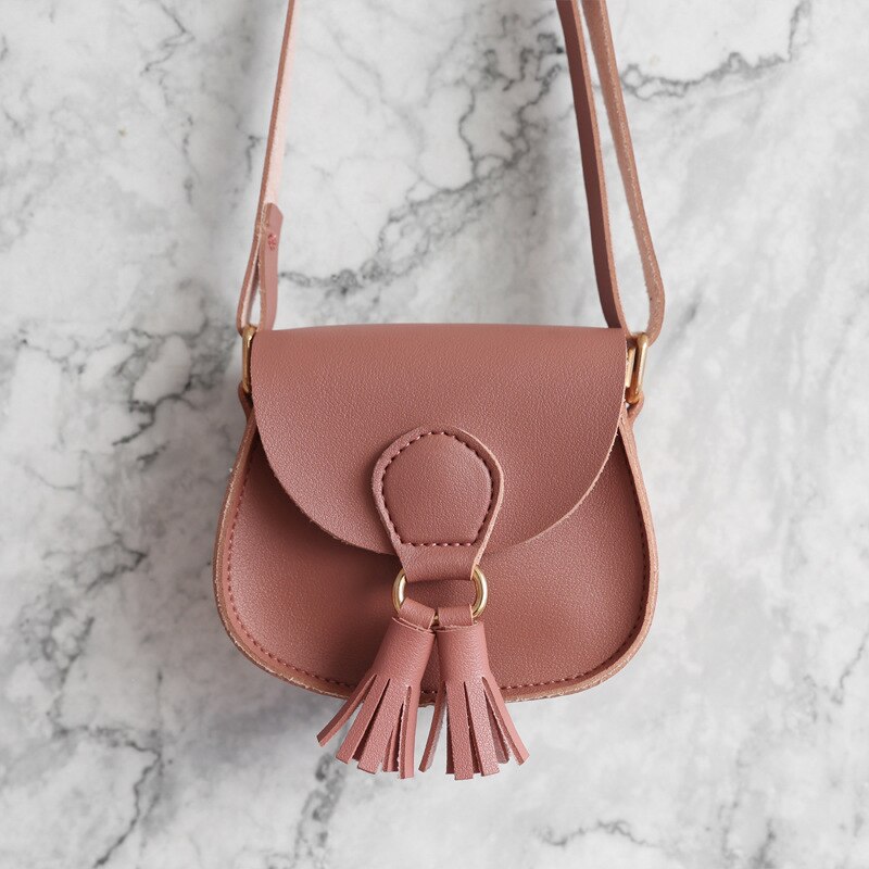 7 Kleuren Kinderen Kids Meisjes Kleine Schoudertassen Zoete Pu Lederen Coin Pouch Taille Purse Bag Crossbody Handtassen: Dark Pink