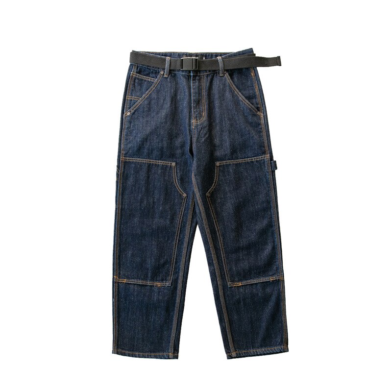 Pantalones vaqueros de pierna ancha para hombre, pantalón para escalada al aire libre, Trekking, Camping, trabajo de carga, pretina recta, empalme, primavera y otoño: M