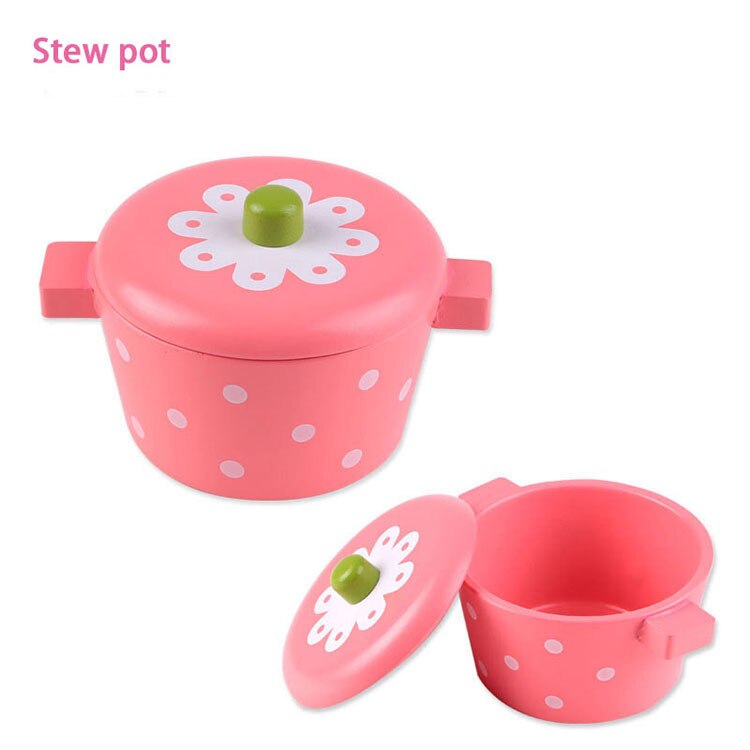 Kids Pretend Play Wooden Kitchen Supplies Role Cooking Food Saucepan Afternoon Tea Set Toys Educational For Children: 7