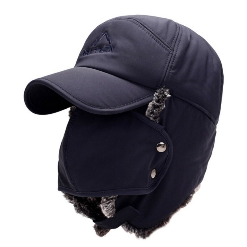 Unisex Trapper Bomber Hat Ear Flap Full Face Mask Windproof Winter Ushanka Warm Cap For Men Women: blue