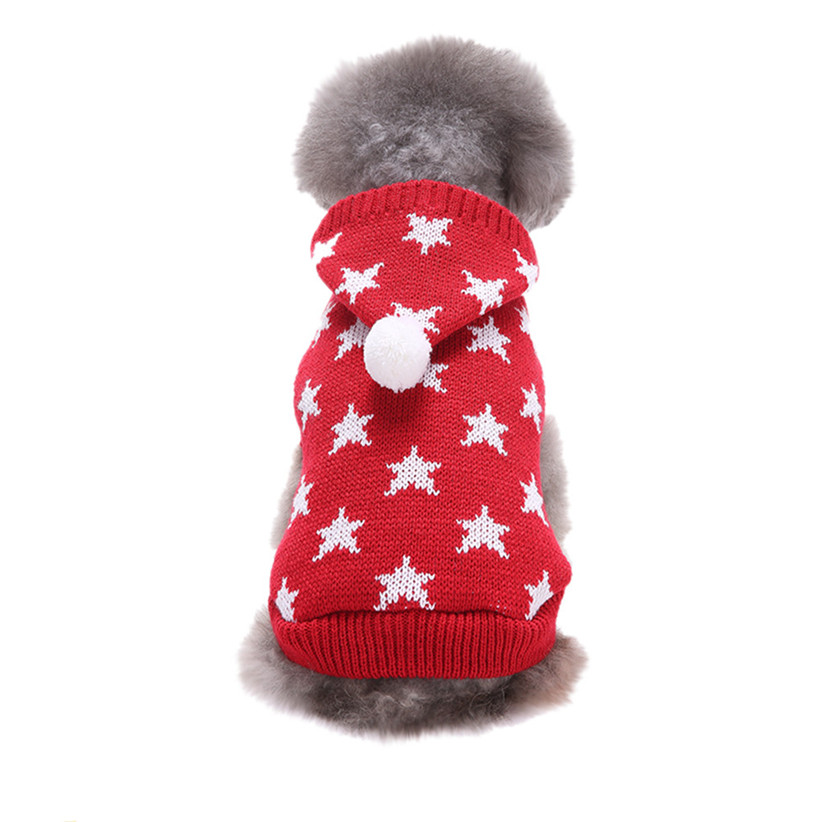 Nieuw Pet Supply Ster Patroon Hond Trui Gebreide Hond Hoodie Jas Puppy Outfit Winter Warm Kleding Voor Kleine Honden 81113: RD / XXL