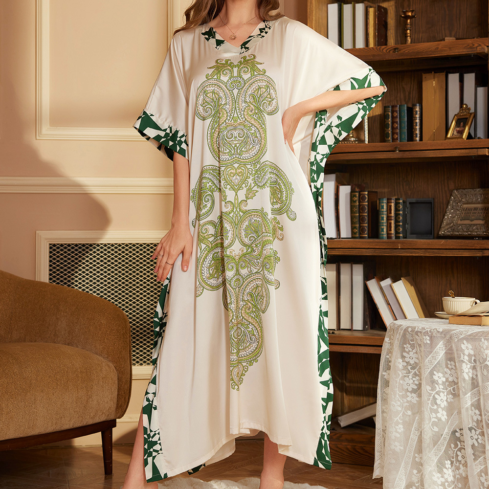 Sexy dames badjas van zijde en rayon, zomerse casual huisjurk met print, losse nachtkleding, plus size nachtkleding, badjas