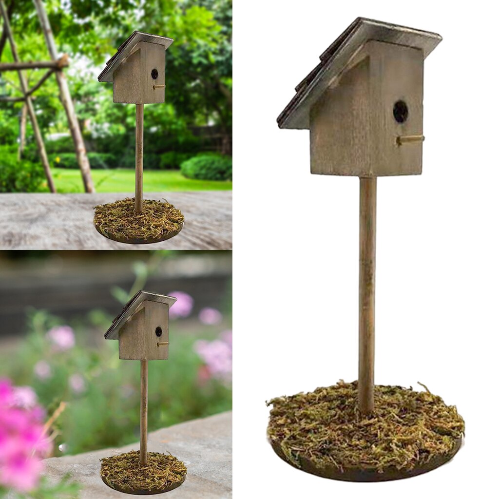 1/12 Scale Doll House Handcraft DIY Miniature Wood Bird Nest Birdhouse for Garden Outdoor Life Scene Decoration