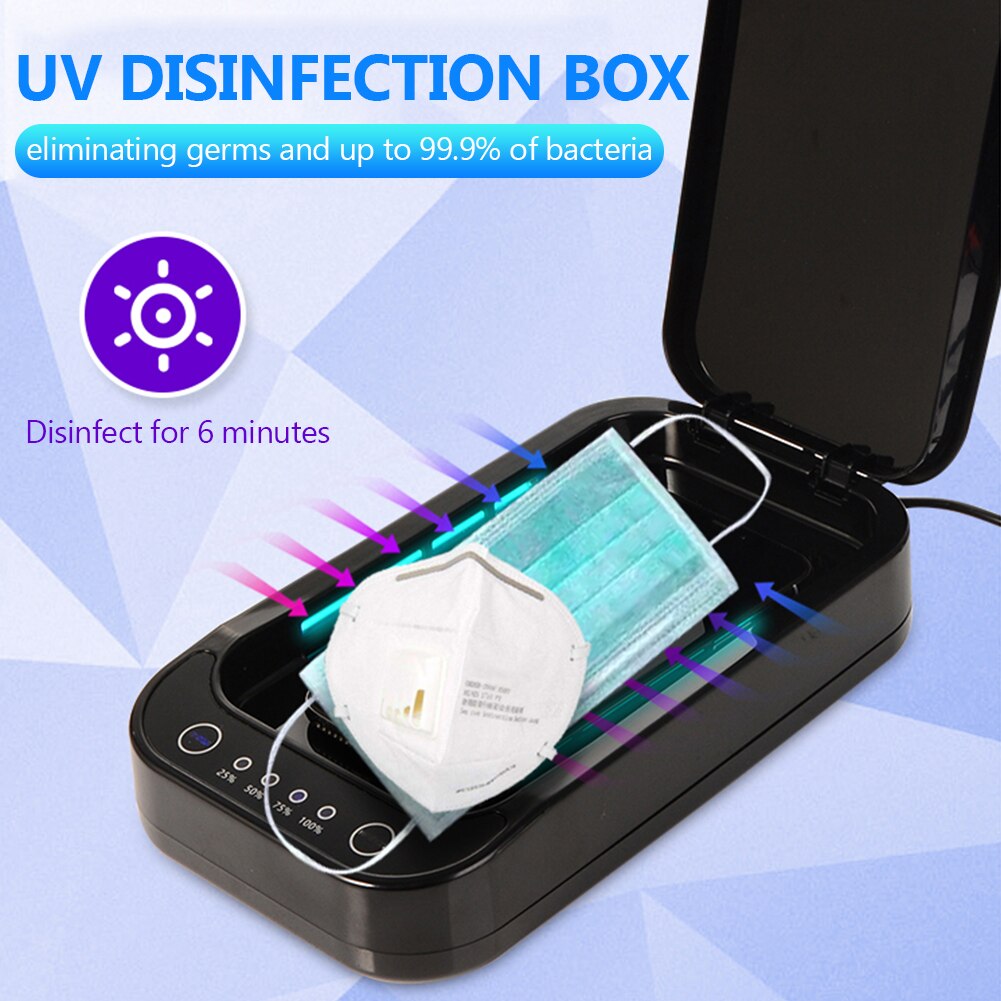 UV Disinfection Box Sanitizer Charger Prevent Flu For Mobile Phone Headphones Mask Sterilizer Kill 99.9% Viruses