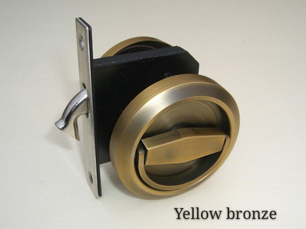304 rustfrit stål skydedørlås køkken toilet badeværelse foldbar dørlås kroglås usynlig dobbeltsidet: Gul bronze