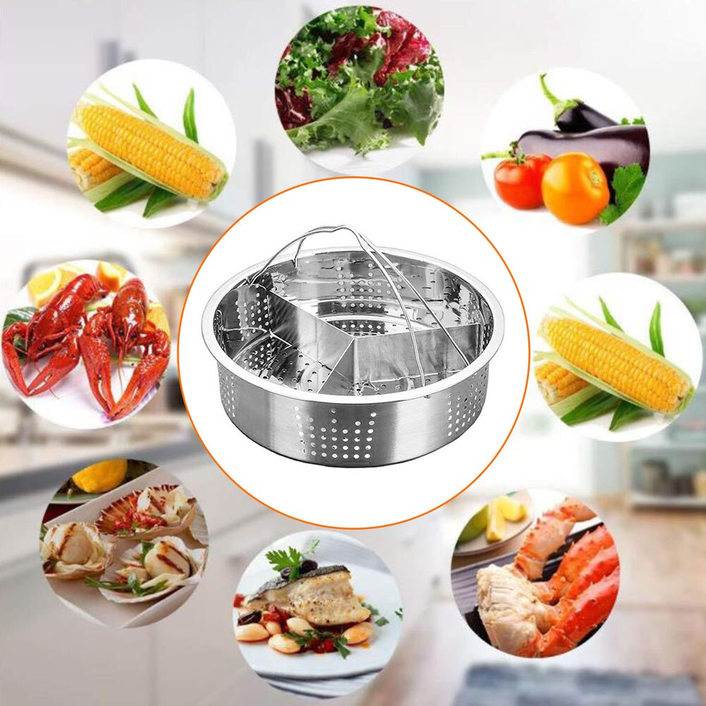 Separador para cocinar verduras, conjunto separador de alimentos duradero, práctico, accesorio de olla, divisor de canasta con rejilla, de acero inoxidable, extraíble