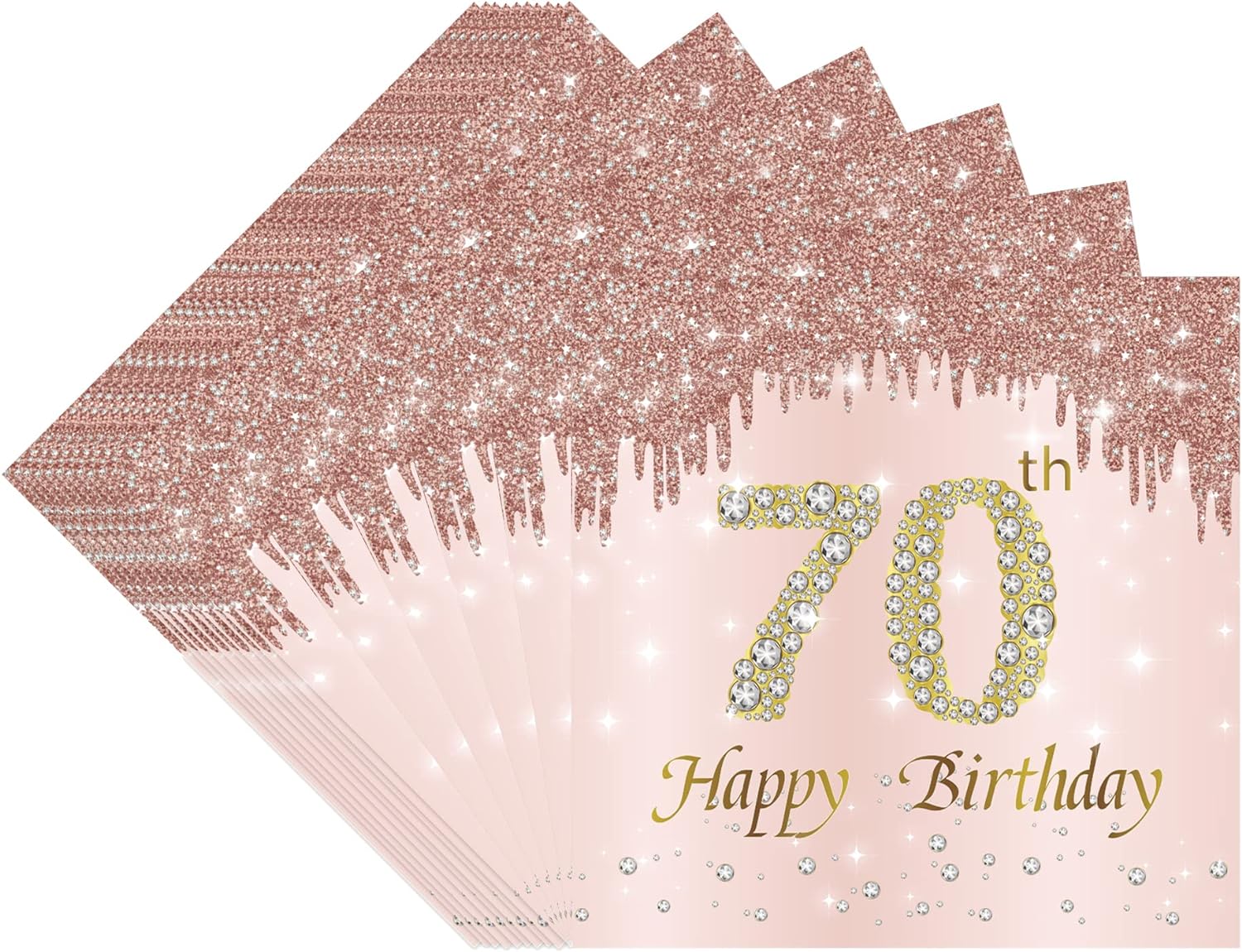 20Pcs Birthday Napkins 18th 30th 40th 50th 60th Rose Gold Pink Birthday Women Paper Tissues Birthday Party Anniversary Decorat: light yellow