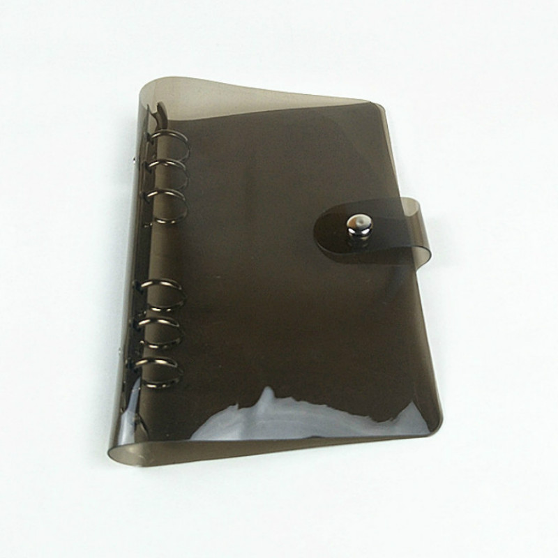 A5/A6/A7 Transparent Notebook Cover Loose-leaf Ring Binder PVC Waterproof Clear Cover Travel Notebook Stationery Cover 1pc: A6-black