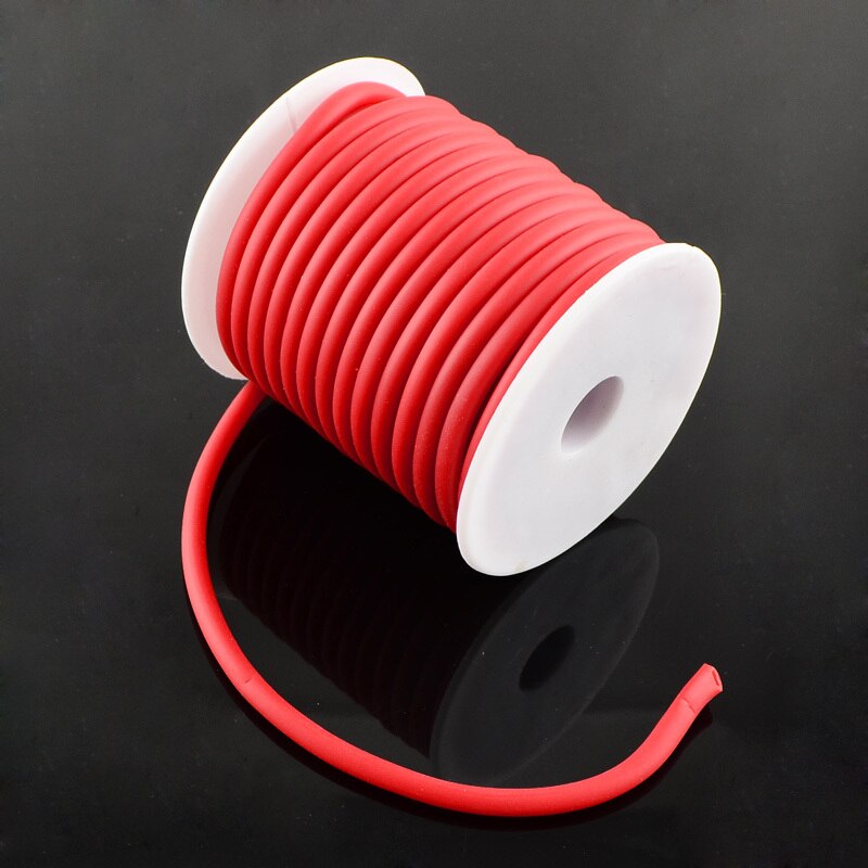 5mm runde hule silikone ledning smykker fund til smykker gør 10m/ rulle hvid / sort / blå / rød / lyserød / grøn / orange farver: Rød