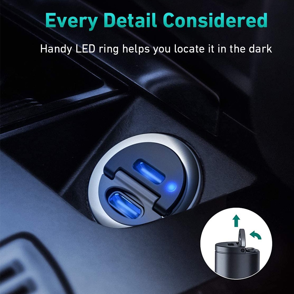 Dual USB-C Mini Autolader PD3.0 Pps Fast Charger Voor Iphone 12 11 Pro Max X Xs Xr Galaxy Note 10 S20 30W Met Dual USB-C Poort