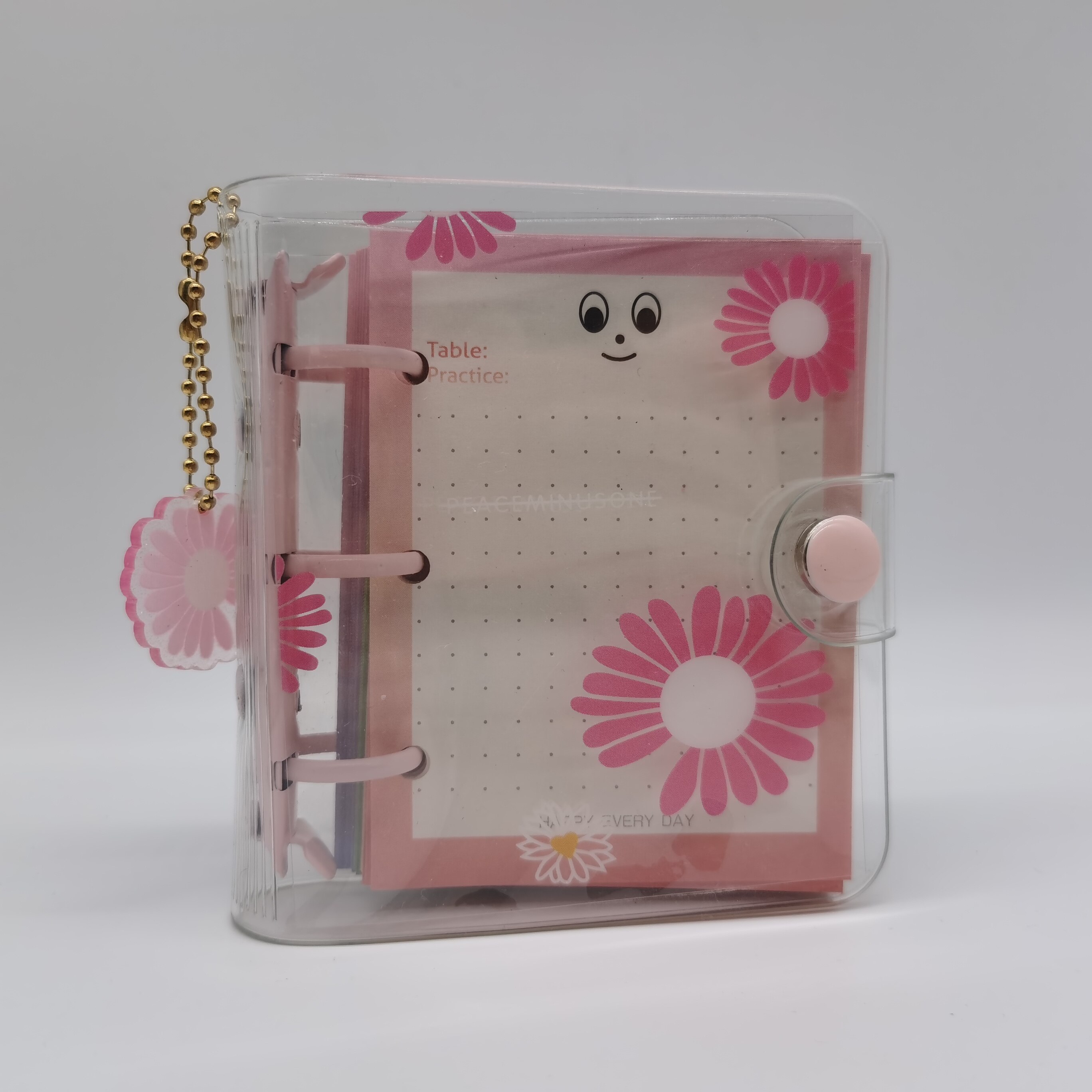 Daisy Cute Mini 3Holes Diary Set, Pocket Small Journal Traveler Planner Set 80sheets Blank Gird Dot Paper Daisy Pendant: Pink  Daisy